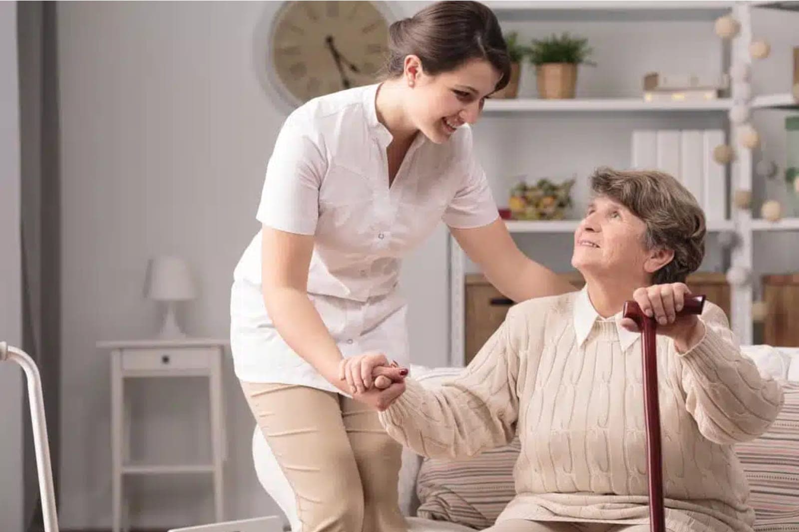 A friendly Dayspring Centre carer supporting an older person at home